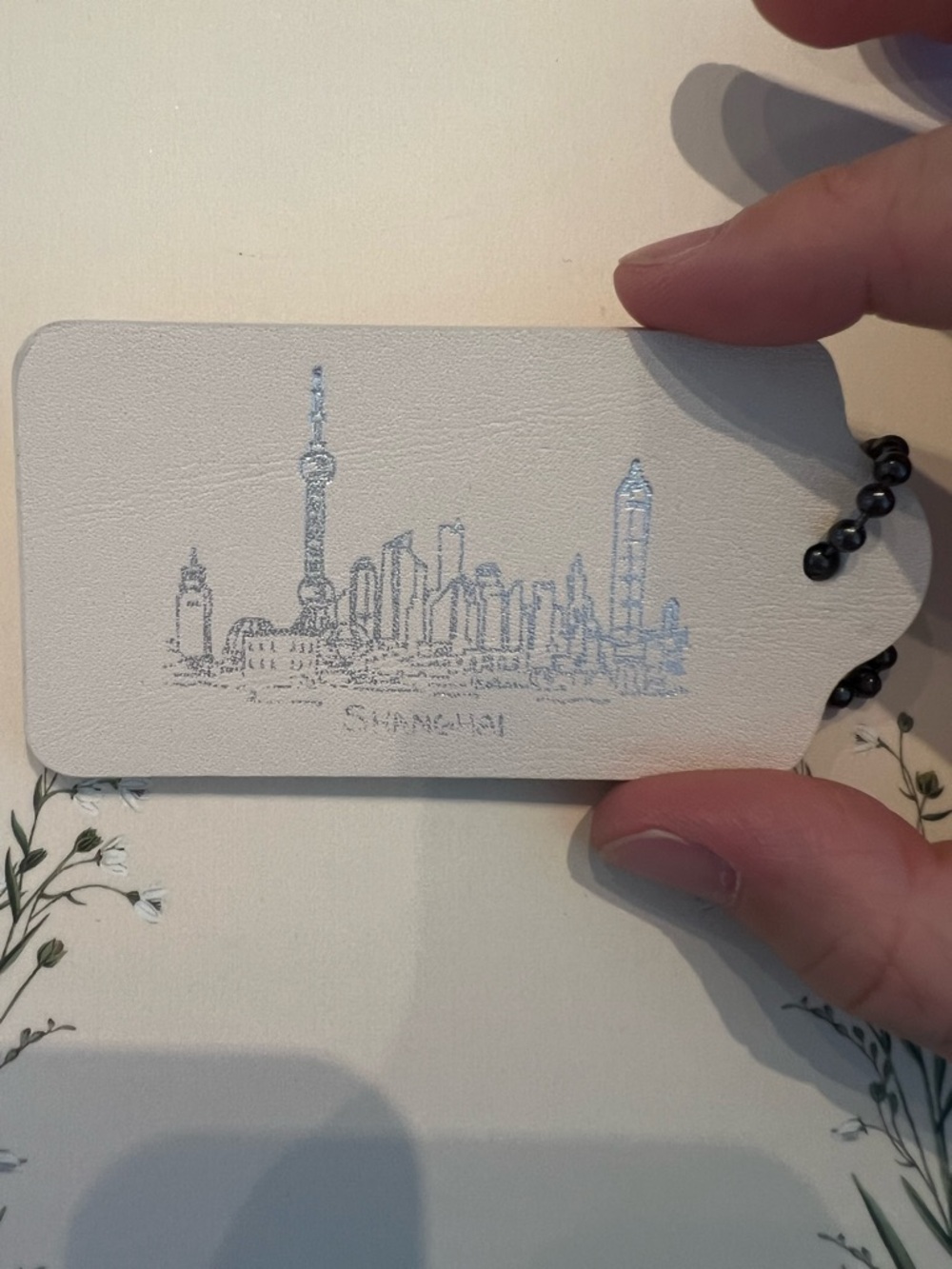 Coach White Silver Shanghai Skyline Leather Hangtag / Bag Charm NEW
